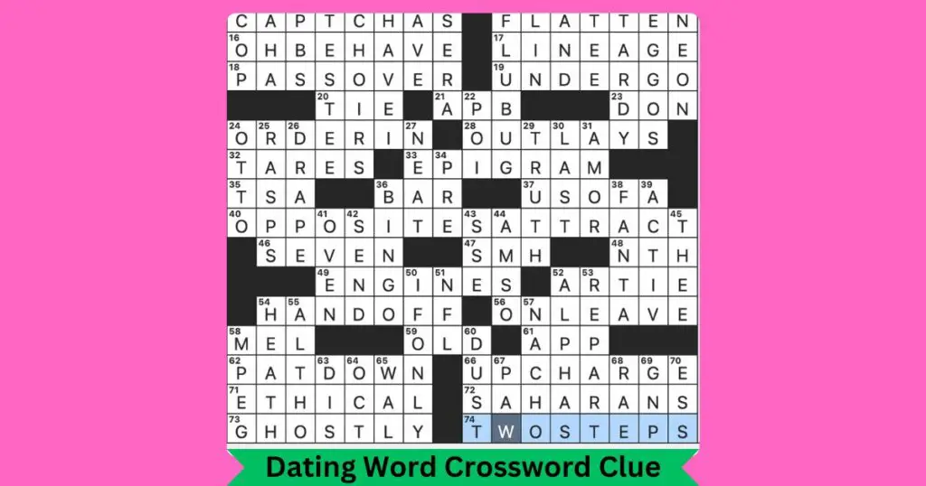 Dating Word Crossword Clue